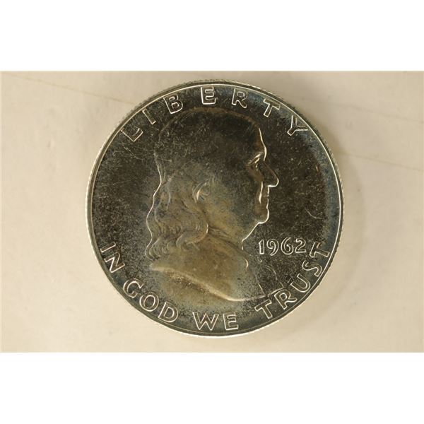 1962 SILVER FRANKLIN HALF DOLLAR.  PROOF IN HARD