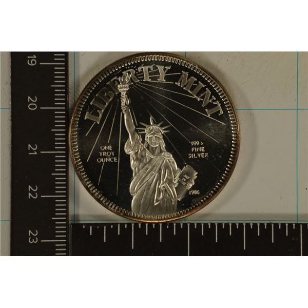 1 TROY OZ. .999 FINE SILVER PROOF ROUND. LIBERTY