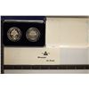 Image 2 : 1987 FRANCE 2 COIN SILVER PROOF & UNC PIEDFORT SET
