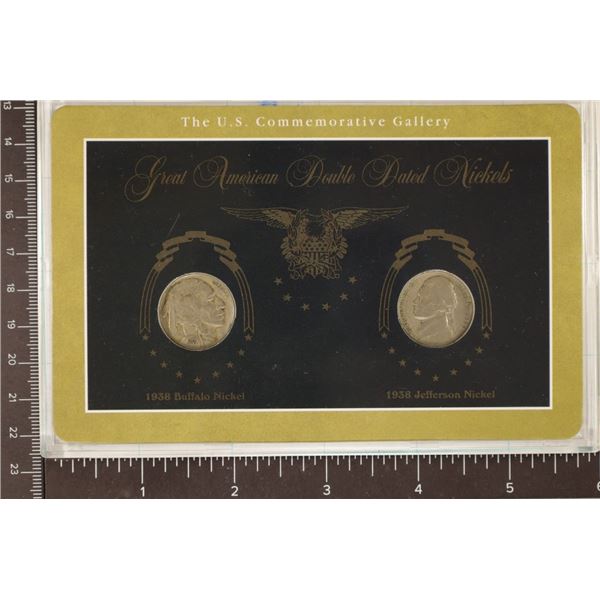 GREAT AMERICAN DOUBLE DATED NICKELS IN HARD