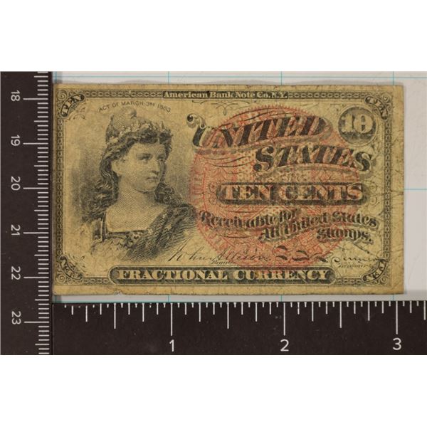 1863 US 10 CENT FRACTIONAL CURRENCY