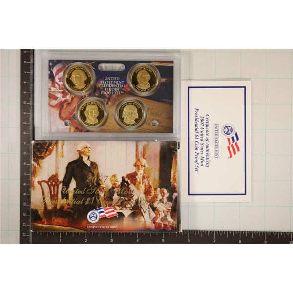 2007 US PRESIDENTIAL DOLLAR 4 COIN PF SET WITH BOX