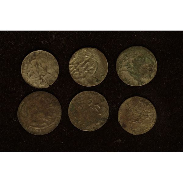 6-SILVER DIME SIZED OTTOMAN EMPIRE PARA COINS: