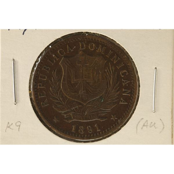1891 DOMINICAN REPUBLIC 10 CENTISMOS AU