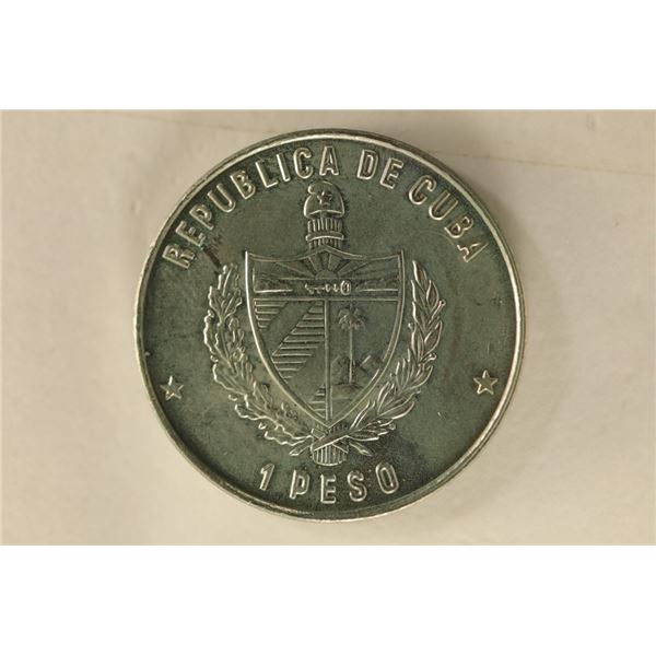 1991 CUBA 1 PESO UNC COIN "FIRST VOYAGE OF