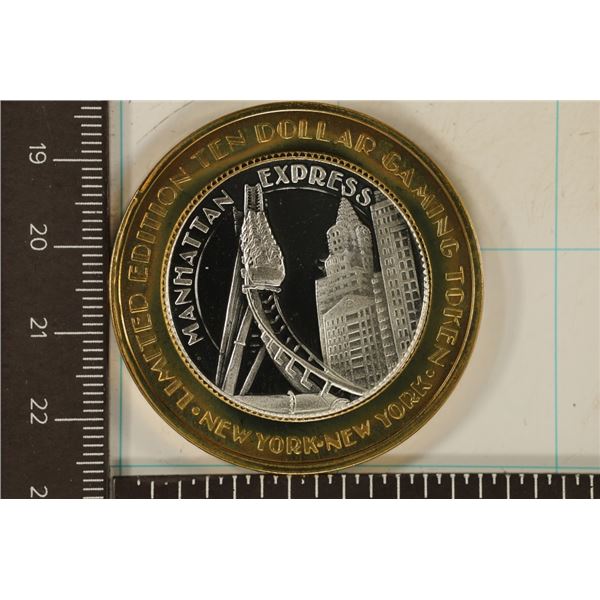 CASINO $10 SILVER TOKEN (UNC) NEW YORK, NEW YORK