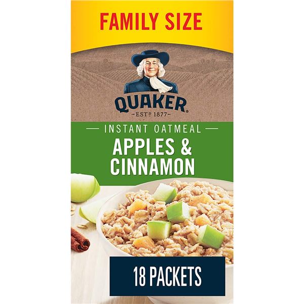 NEW 594G QUAKER INSTAND OATMEAL APPLES & CINNAMON