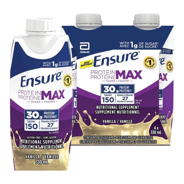 NEW 4 X 330ML ENSURE PROTEIN MAX SHAKE VANILLA