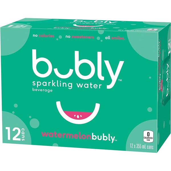 NEW 12 PACK BUBLY WATERMELON SPARKLING WATER