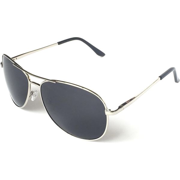 NEW J+S PREMIUM MILITARY SILVER FRAME BLACK LENS