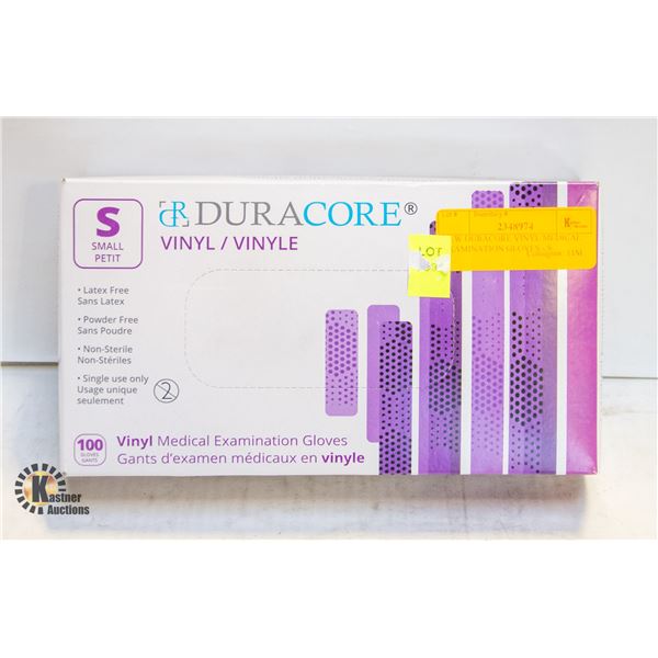 NEW DURACORE VINYL MEDICAL EXAMINATION GLOVES - S