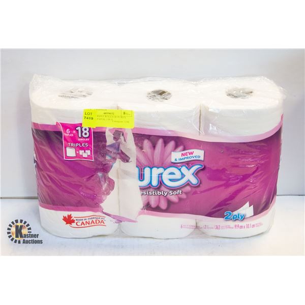 NEW 6 TRIPLE ROLLS OF PUREX TOILET PAPER, 2 PLY