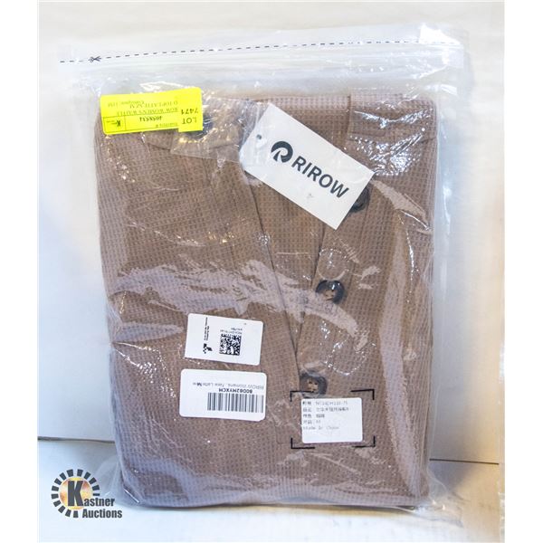 NEW RIROW WOMEN'S WAFFLE HOODED TOP LATTE SZ M