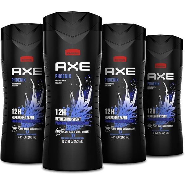 NEW BOX WITH 4 BOTTLES OF AXE BODY WASH - PHOENIX