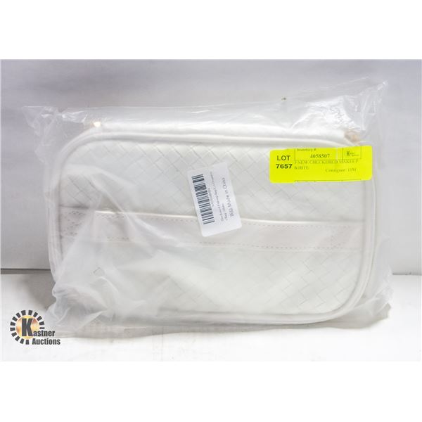 BRAND NEW CHECKERED MAKEUP BAG - WHITE