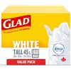 Image 1 : NEW 160 PACK OF GLAD 45L TALL WHITE GARBAGE BAGS