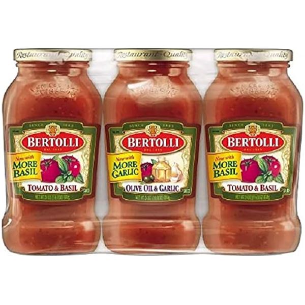 NEW 3 X 680G JARS OF BERTOLLI VARIETY PASTA SAUCE
