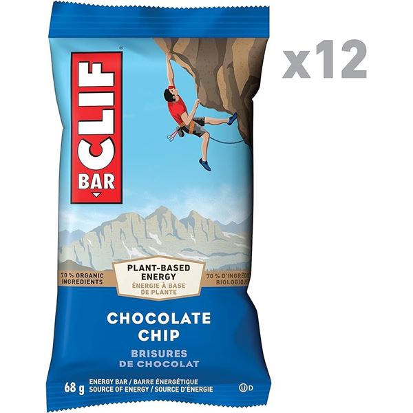 NEW 12 X 68G CLIF BAR CHOCOLATE CHIP