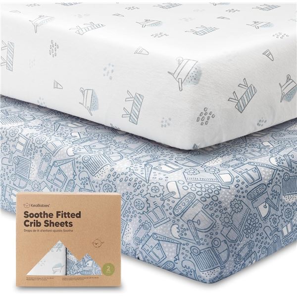 NEW KEABABIES SOOTHE FITTED CRIB SHEETS 2 PACK