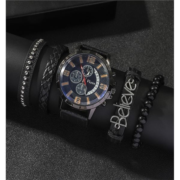 NEW 5 PC BLACK WATCH SET IN BOX