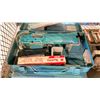 Image 2 : SHELF OF ASSORTED TOOLS INCLUDING; BENCH GRINDER, CIRCULAR SAW, DRILL & MORE
