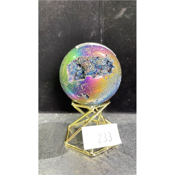 AMETHYST TITANIUM AURA SPHERE APPROX 2" RETAIL $450