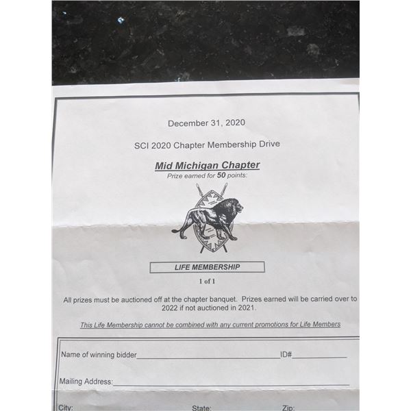 Safari Club International Life Membership and   Mid-Michigan Chapter of Safari Club International Li