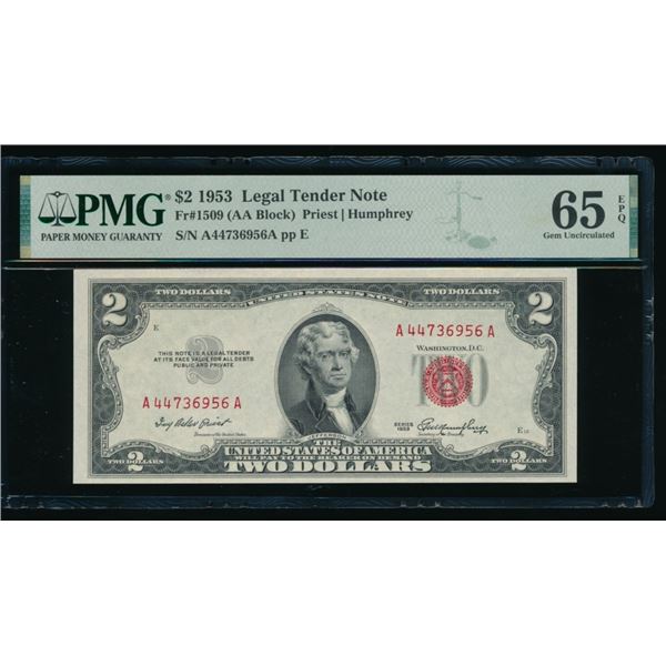 1953 $2 Legal Tender Note PMG 65EPQ