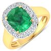 14KT Yellow Gold 2.5ct Zambian Emerald and Diamond Ring