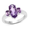 Plated Rhodium 2.42ctw Amethyst Ring
