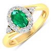 14KT Yellow Gold 0.56ctw Zambian Emerald and Diamond Ring