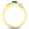 Image 4 : 14KT Yellow Gold 0.56ctw Zambian Emerald and Diamond Ring