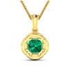 Image 2 : 14KT Yellow Gold 2.07ctw Zambian Emerald and Diamond Pendant