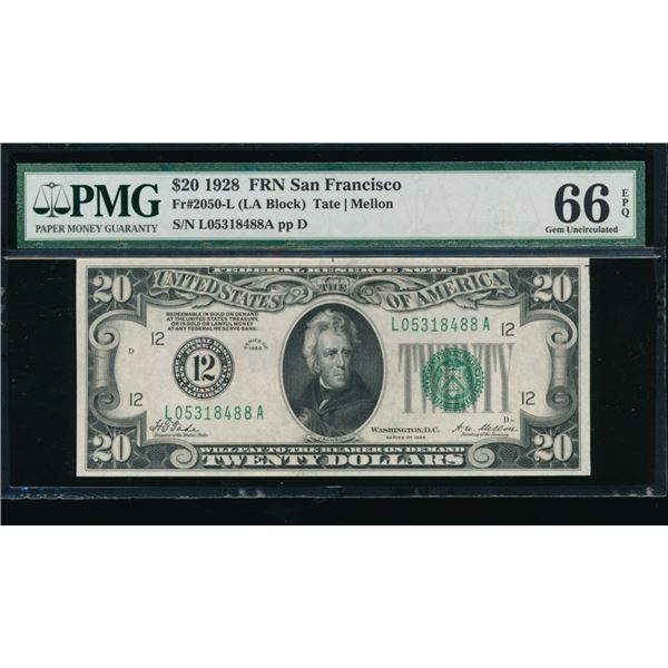 1928 $20 San Francisco FRN PMG 66EPQ