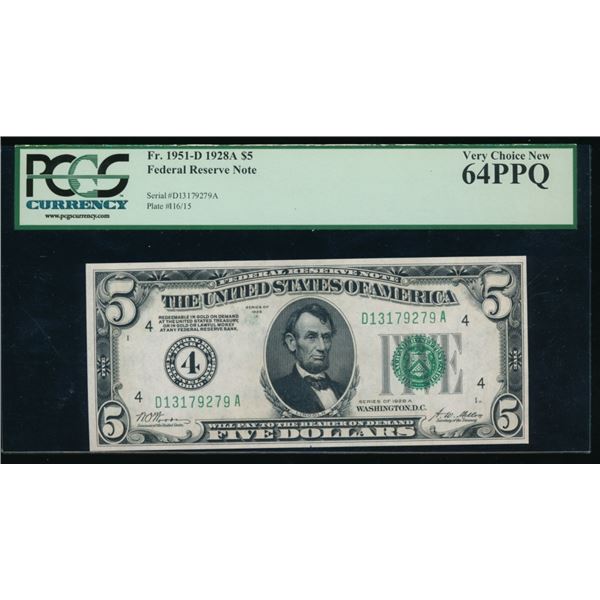1928A $5 Cleveland FRN PCGS 64PPQ