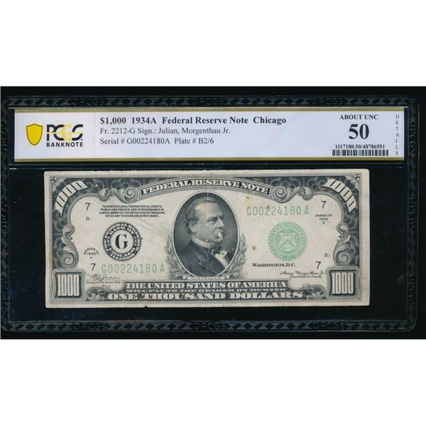 1934A $1000 Chicago FRN PCGS 50