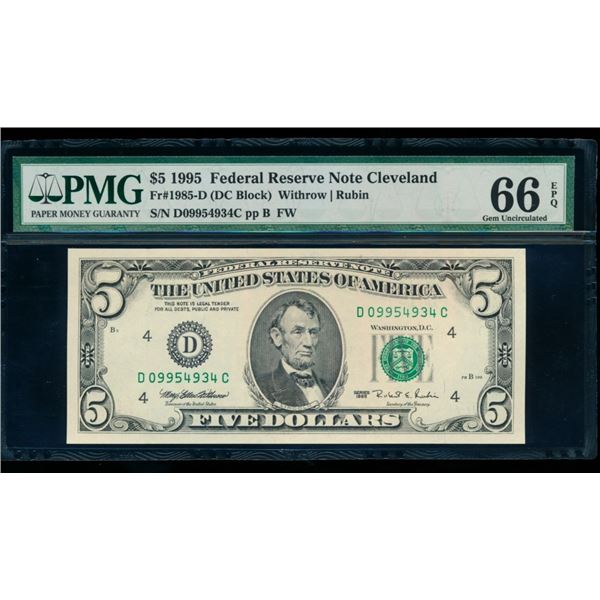 1995 $5 Cleveland FRN PMG 66EPQ
