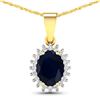 14KT Yellow Gold 1.3ctw Blue Sapphire and Diamond Pendant