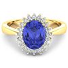 14KT Yellow Gold 1.09ct Tanzanite and Diamond Ring