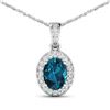 14KT White Gold 1.10ct London Blue Topaz and Diamond Pendant with Chain