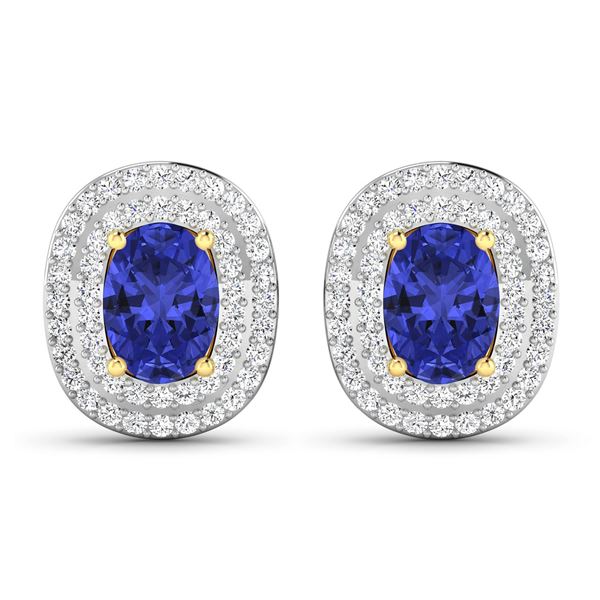 14KT Yellow Gold 1.24ctw Tanzanite and Diamond Earrings