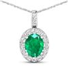 14KT White Gold 2.15ctw Zambian Emerald and Diamond Pendant