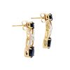 Image 2 : Plated 18KT Yellow Gold 4.12cts Sapphire and Diamond Earrings