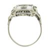 Image 2 : Antique Art Deco 14K White Gold Camphor Glass Diamond Filigree Engraved Ring