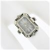 Image 6 : Antique Art Deco 14K White Gold Camphor Glass Diamond Filigree Engraved Ring