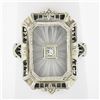 Image 7 : Antique Art Deco 14K White Gold Camphor Glass Diamond Filigree Engraved Ring