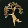 Image 3 : 14k Gold 2.96 ctw Multi Colored Natural Gemstone Detailed Lady Wreath Pin Brooch