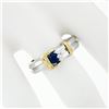 Image 3 : Estate 18k Two Tone Gold 0.38 ctw FINE Sapphire & Diamond Buckle Band Ring Sz 6.
