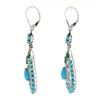 Image 4 : 18K White Gold 1.70 ctw Turquoise Emerald & Diamond Tear Drop Dangle Earrings