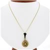 Image 1 : Antique Victorian 14K Gold Diamond Black Enamel Twisted Wire Pendant & 18" Chain